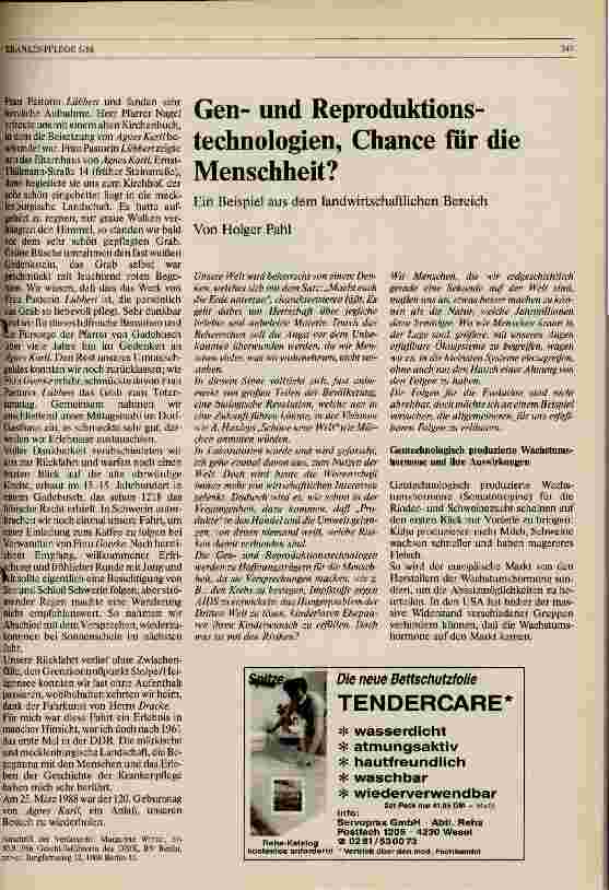 Vorschauseite 1: Genund Reproduktionstechnologien, Chance für die Menschheit Ein Beispiel aus dem landwirtschaftlichen Bereich