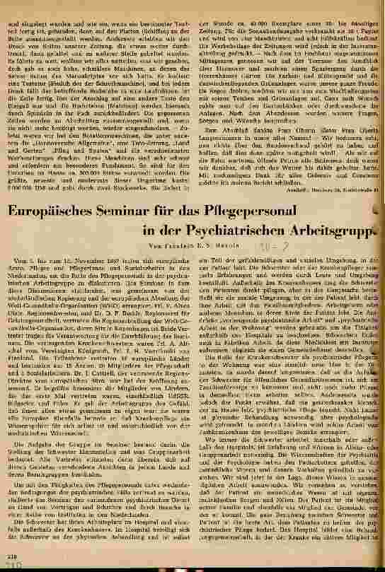 Vorschauseite 1: Europäisches Seminar für das Pflegepersonal in der Psychiatrischen Arbeitsgruppe