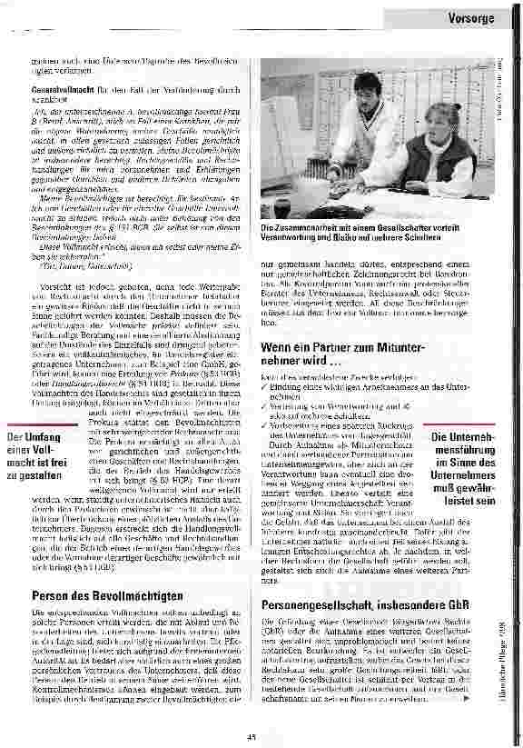 Vorschauseite 2: Vollmacht oder Gesellschaftsvertrag? Zukunftsvorsorge für das Unternehmen