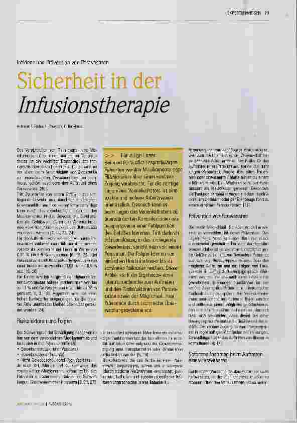 Vorschauseite 1: Sicherheit in der Infusionstherapie