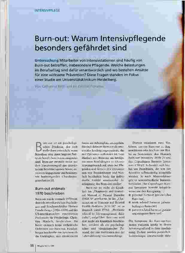Vorschauseite 1: Burn-out: Warum Intensivpflegende besonders gefährdet sind