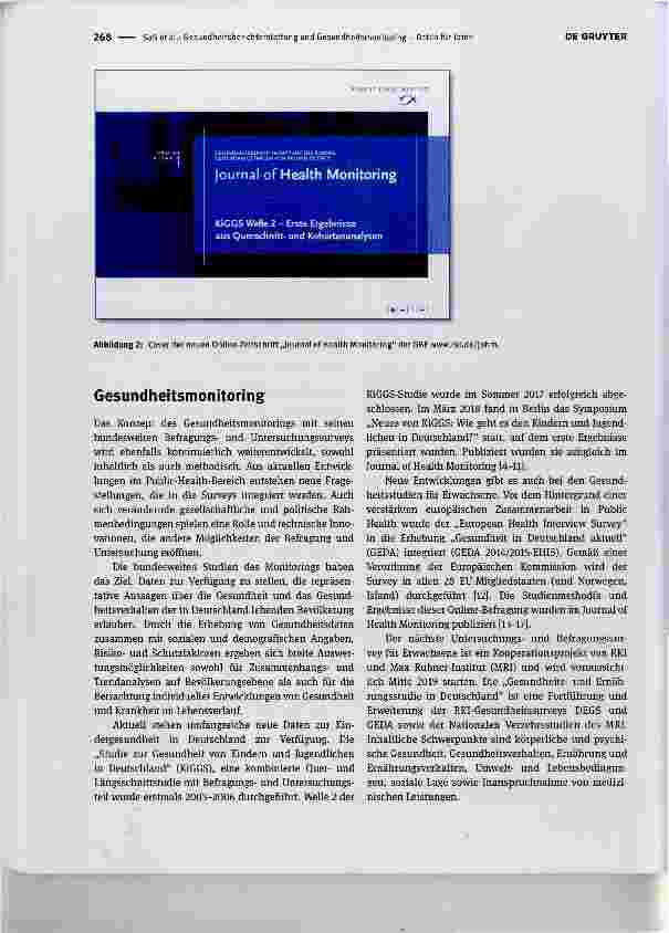 Vorschauseite 3: Gesundheitsberichterstattung und Gesundheitsmonitoring Daten für Taten Health reporting and health monitoring - data for action