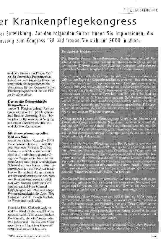 Vorschauseite 2: Bregenz 98: 12. Österreichischer Krankenpflegekongreß