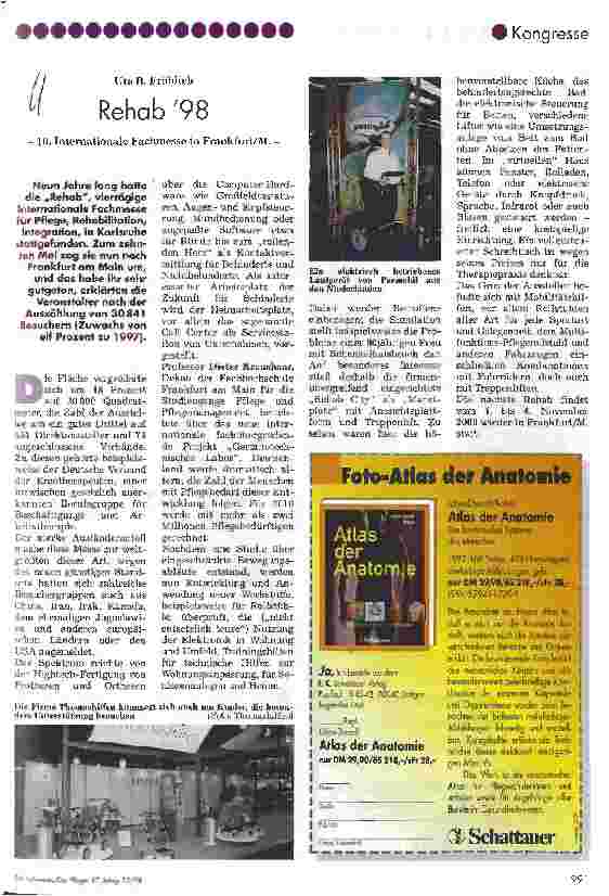 Vorschauseite 1: Rehab `98 10. Internationale Fachmesse in Frankfurt/ M.