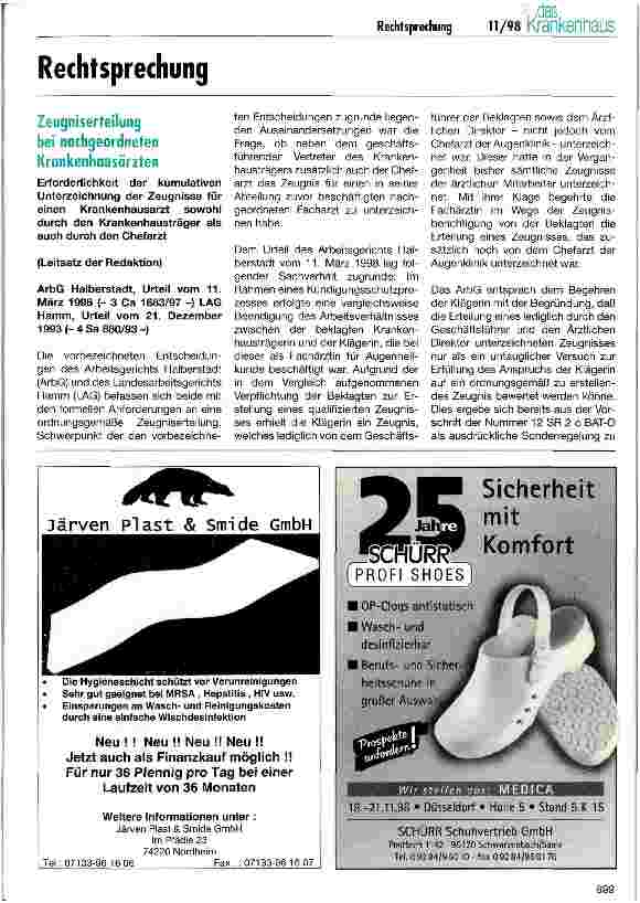 Vorschauseite 1: Zeugniserteilung bei nachgeordneten Krankenhausärzten