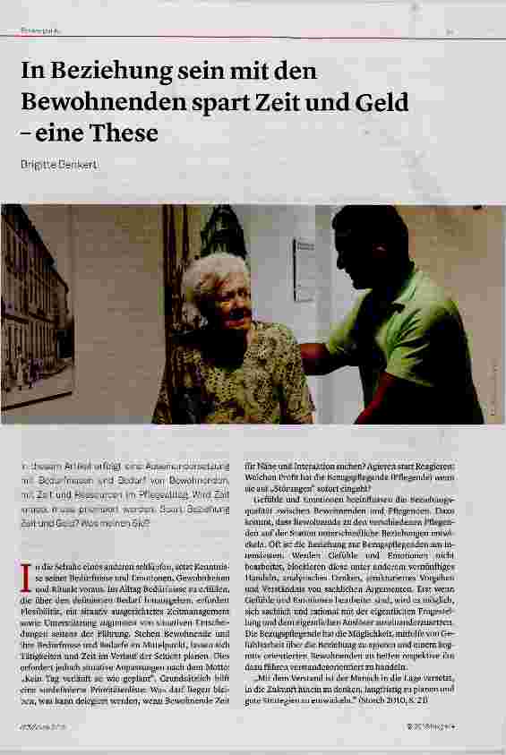 Vorschauseite 1: In Beziehung sein mit den Bewohnenden spart Zeit und Geld eine These