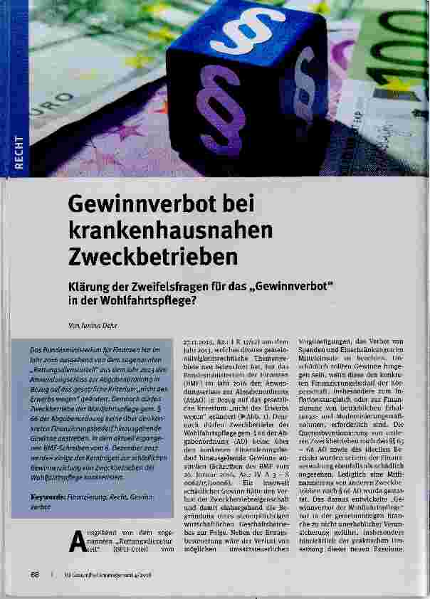 Vorschauseite 1: Gewinnverbot bei krankenhausnahen Zweckbetrieben