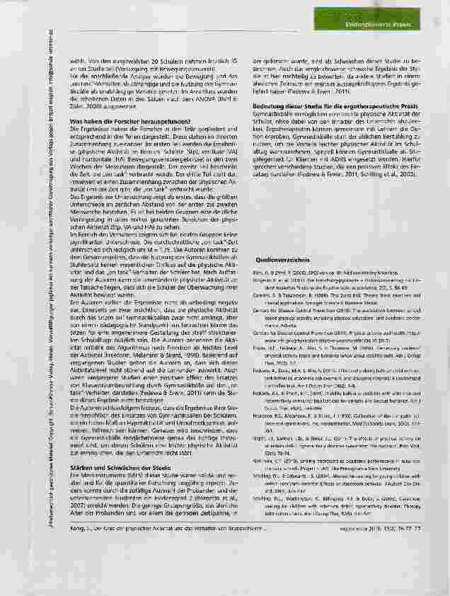 Vorschauseite 2: Der Grad der physischen Aktivität und das Verhalten vonGrundschülern, wenn sie Gymnastikbälle nutzen