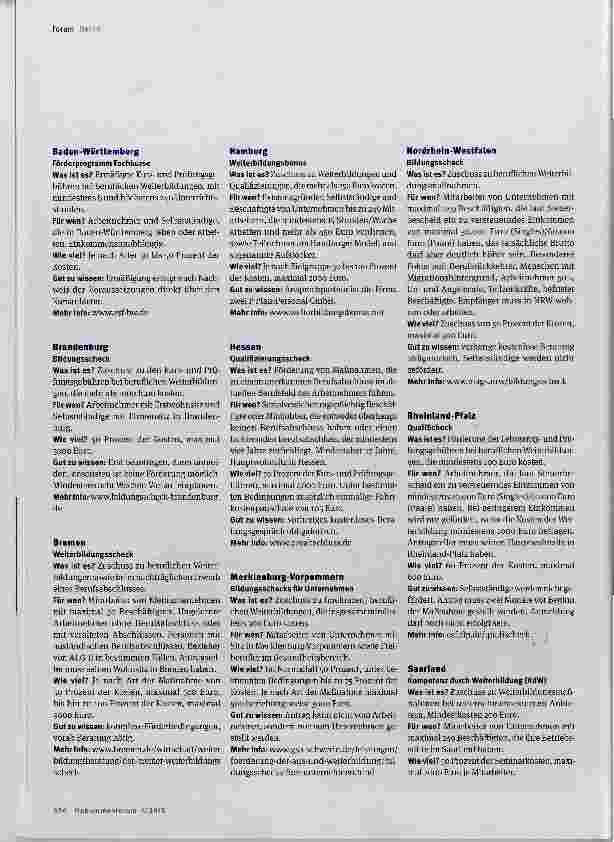 Vorschauseite 2: Ausund Weiterbildung finanzieren - aber wie? (Teil 2) Ein Überblick über Förderprogramme der Bundesländer