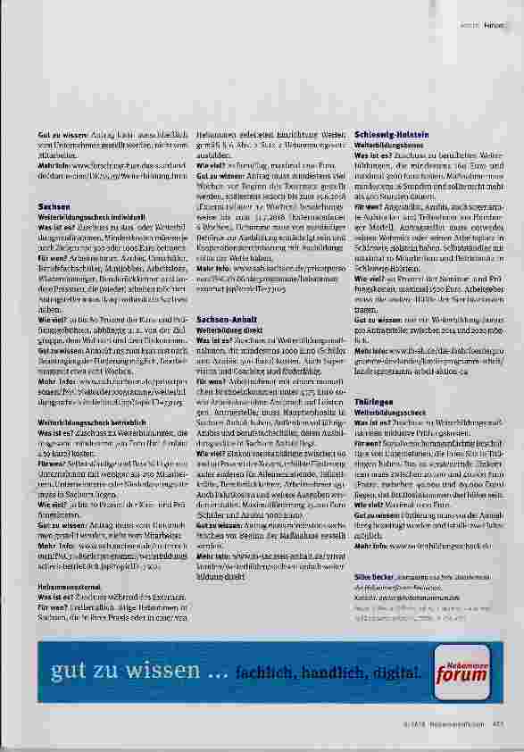 Vorschauseite 3: Ausund Weiterbildung finanzieren - aber wie? (Teil 2) Ein Überblick über Förderprogramme der Bundesländer