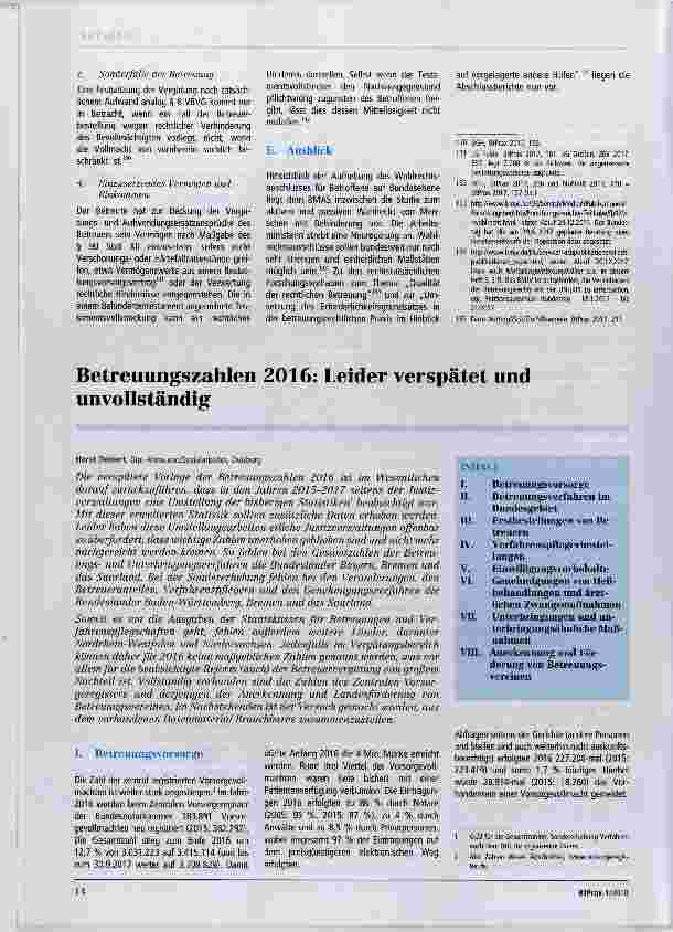 Vorschauseite 1: Betreuungszahlen 2016: Leider verspätet und unvollständig