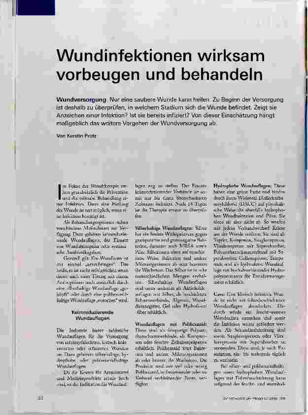 Vorschauseite 1: Wundinfektionen wirksam Vorbeugen und behandeln