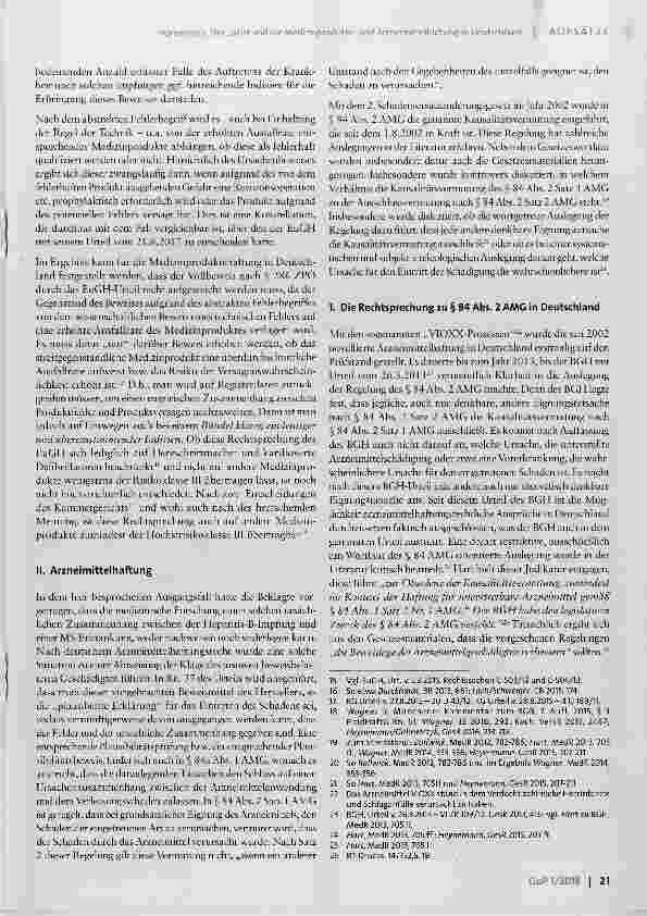 Vorschauseite 5: Der EuGH und die Medizinprodukteund Arzneimittelhaftungin Deutschland