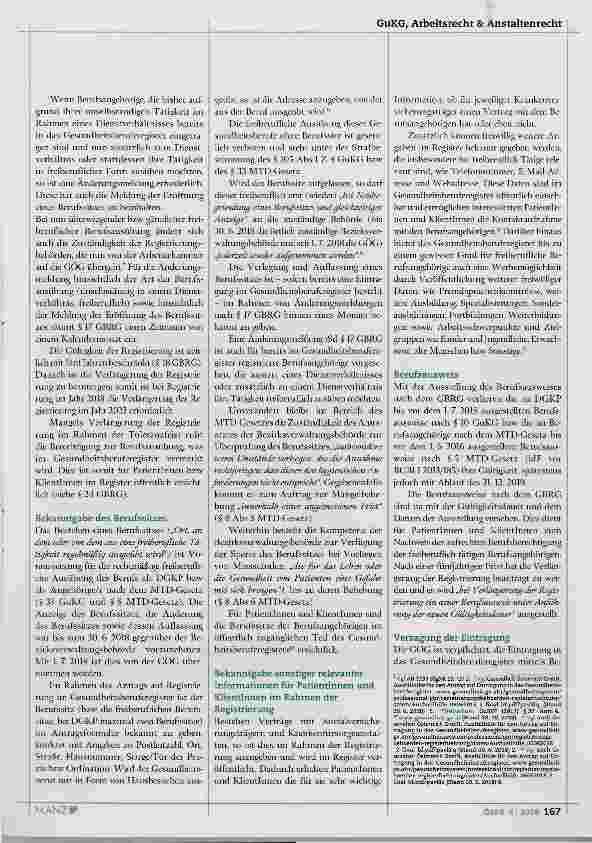 Vorschauseite 2: Änderungen durch Einführung des Gesundheitsberuferegisters für freiberufliche Tätigkeiten