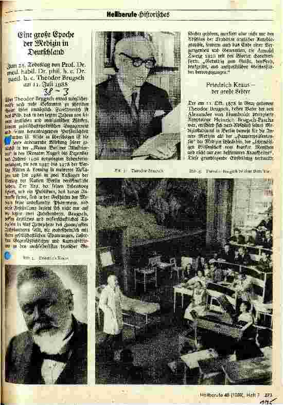 Vorschauseite 1: Eine große Epoche der Medizin in Deutschland - Zum 25. Todestag von Prof. Dr. med.habil.Dr.phil.h.c.Dr.paed.h.c. Theodor Brugsch 11.07.88