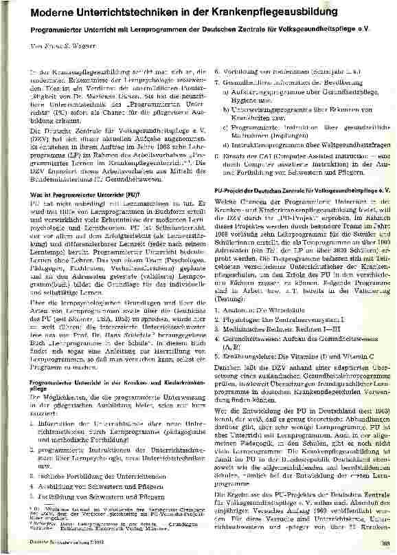 Vorschauseite 1: Moderne Unterrichtstechniken in der Krankenpflegeausbildung Programmierter Unterricht mit Lernprogrammen