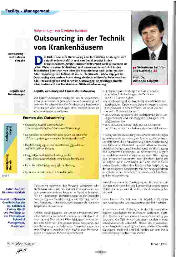 Vorschauseite 1: Outsourcing in der Technik von Krankenhäusern Make or buy