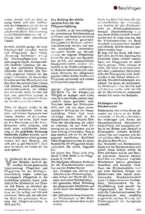 Vorschauseite 2: Ethik in der Krankenpflegeausbildung -Blitzlichter aus der Pflegetheorie und -praxis, 2. Teil