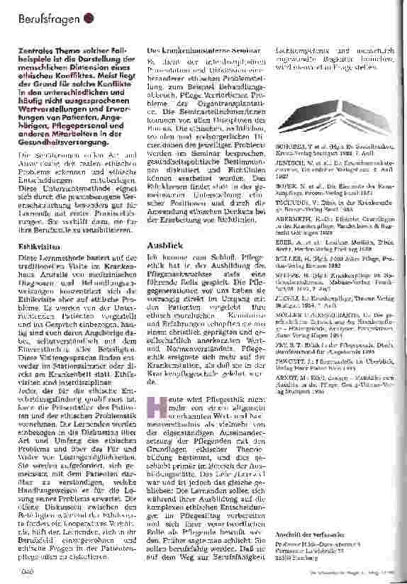 Vorschauseite 3: Ethik in der Krankenpflegeausbildung -Blitzlichter aus der Pflegetheorie und -praxis, 2. Teil