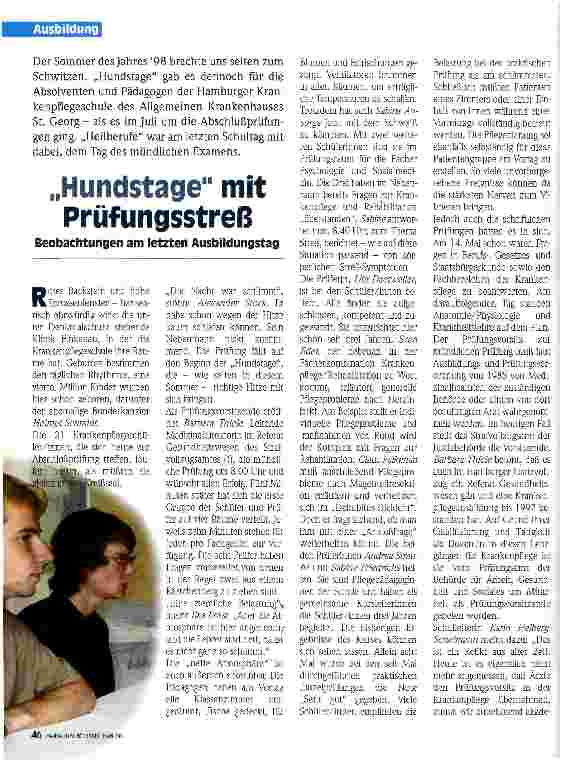Vorschauseite 1: Hundstage mit Prüfungsstreß Beobachtungen am letzten Ausbildungstag