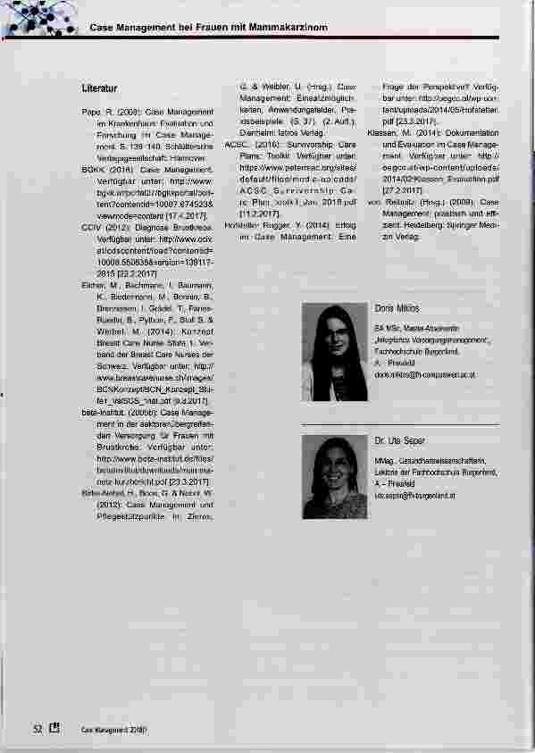 Vorschauseite 6: Case Management bei Frauen mit Mammakarzinom unter dem Fokus der Evaluation