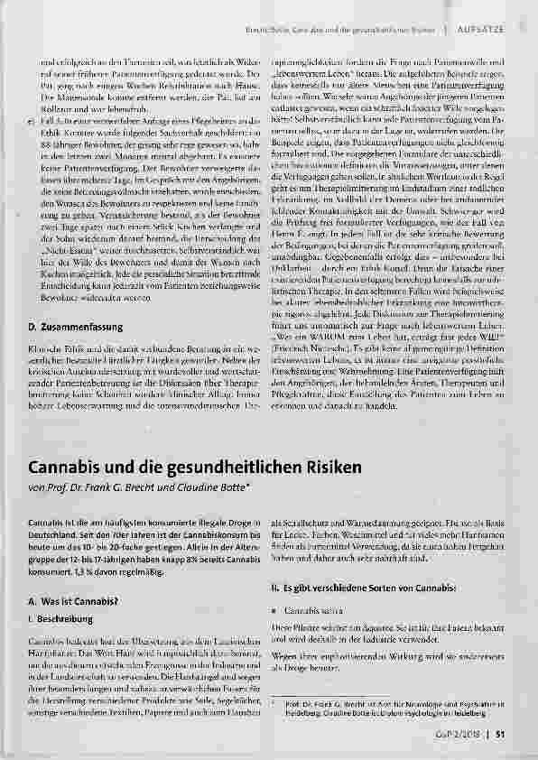 Vorschauseite 1: Cannabis und die gesundheitlichen Risiken