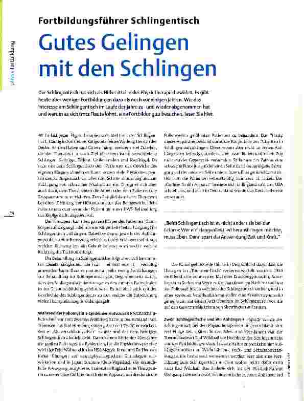 Vorschauseite 1: Fortbildungsführer Schlingentisch Gutes Gelingen mit den Schlingen