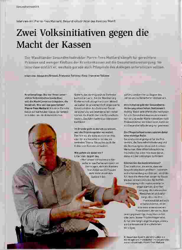 Vorschauseite 1: Zwei Volksinitiativen gegen die Macht der Kassen