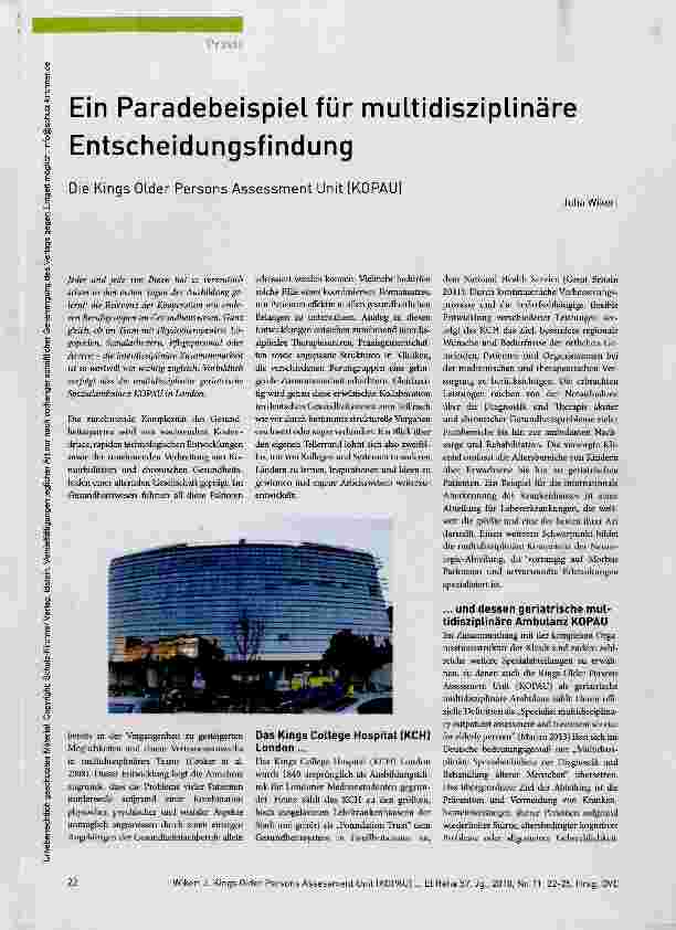 Vorschauseite 1: Ein Paradebeispiel für multidisziplinäre Entscheidungsfindung