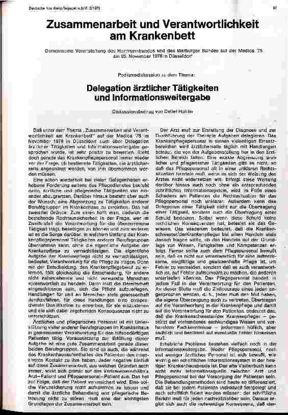 Vorschauseite 1: Delegation ärztlicher Tätigkeiten und Informationsweitergabe