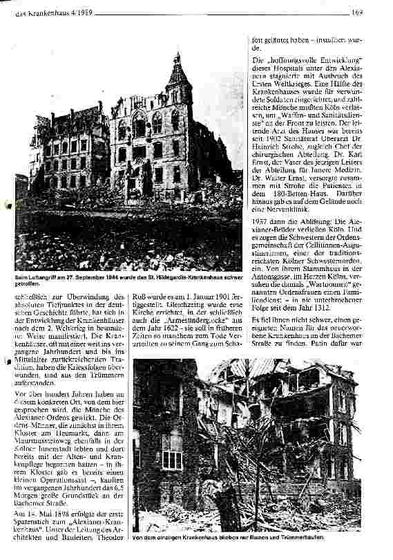 Vorschauseite 2: Krankenhäuser nach dem Krieg Das St. Hildegardis-Krankenhaus in Köln