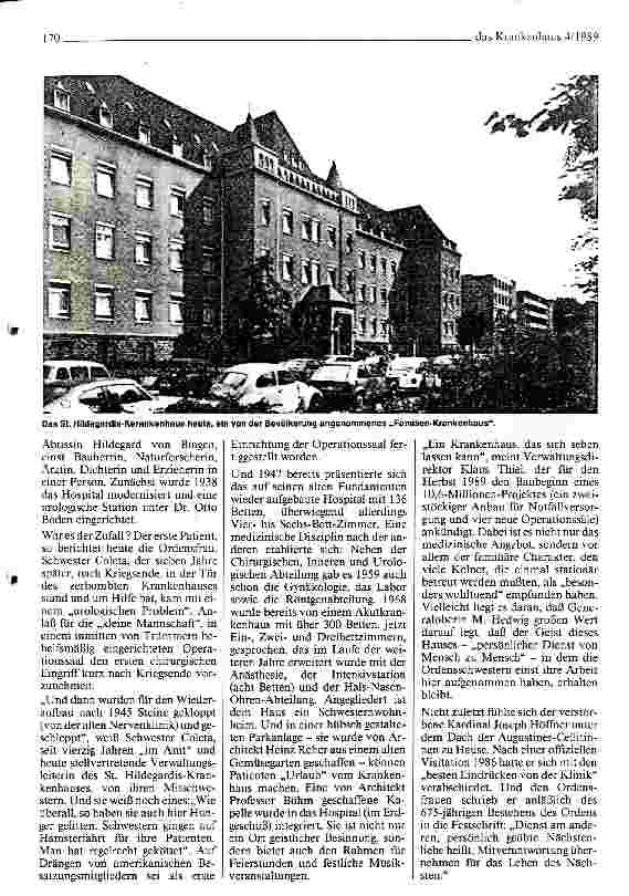 Vorschauseite 3: Krankenhäuser nach dem Krieg Das St. Hildegardis-Krankenhaus in Köln
