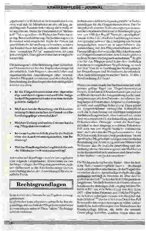 Vorschauseite 2: Die Pflegedokumentation am Beispiel Dekubitus Eine nicht nur rechtliche Standortbestimmung für die Praxis