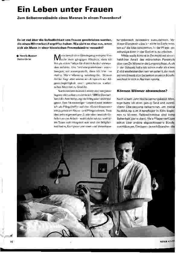 Vorschauseite 1: Ein Leben unter Frauen Zum Selbstverständnis eines Mannes in einem Frauenberuf