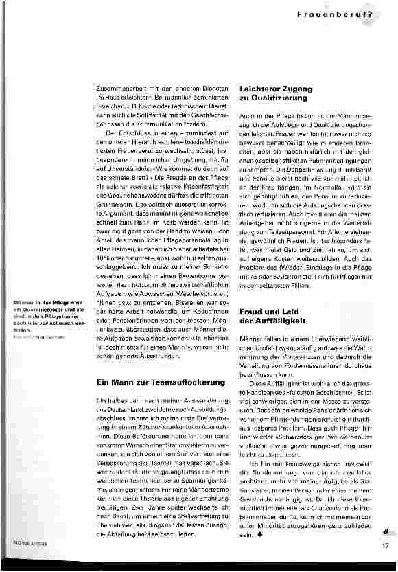 Vorschauseite 2: Ein Leben unter Frauen Zum Selbstverständnis eines Mannes in einem Frauenberuf