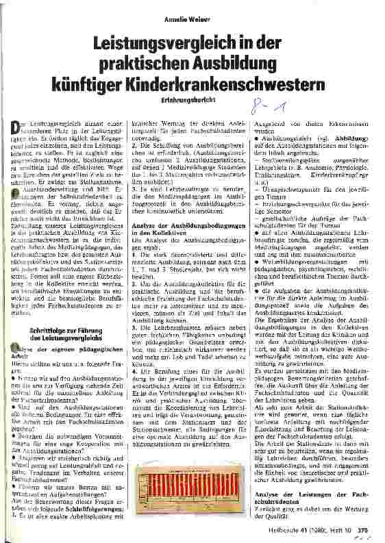 Vorschauseite 1: Leistungsvergleich in der praktischen Ausbildung künftiger Kinderkrankenschwestern