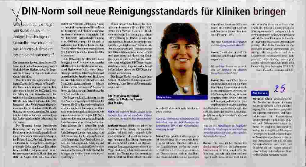 Vorschauseite 1: DIN-Norm soll neue Reinigungsstandards für Kliniken bringen