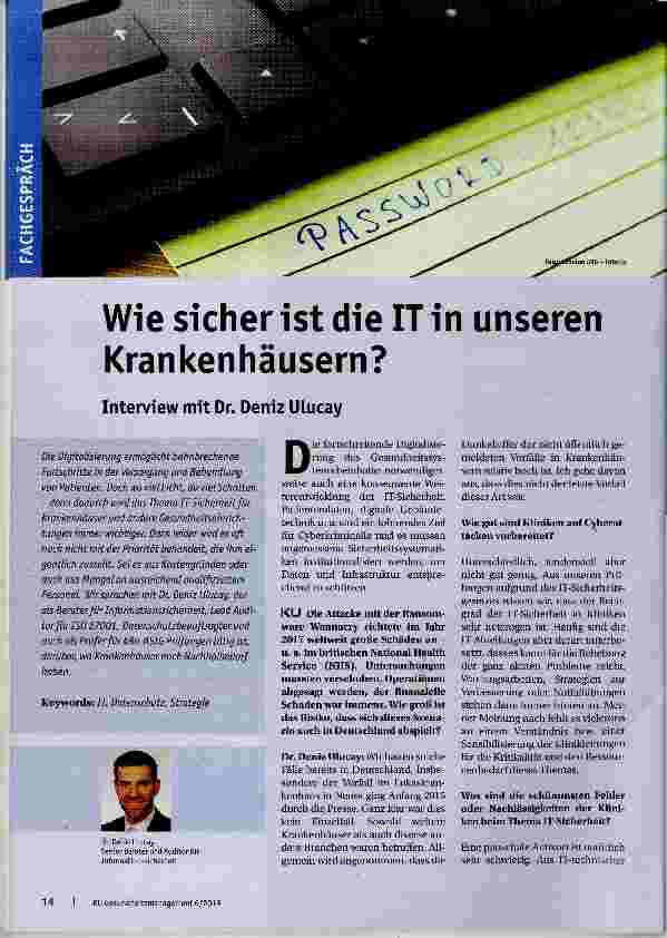 Vorschauseite 1: Wie sicher ist die IT in unseren Krankenhäusern?