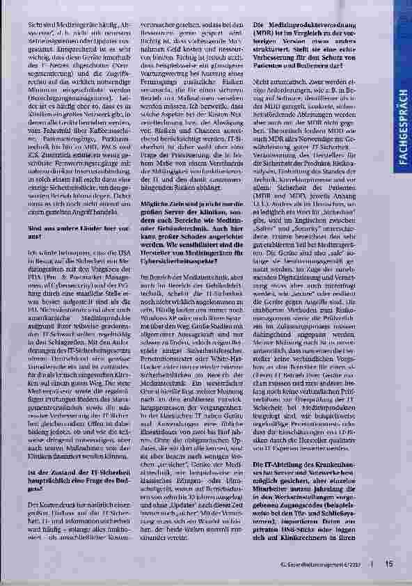 Vorschauseite 2: Wie sicher ist die IT in unseren Krankenhäusern?