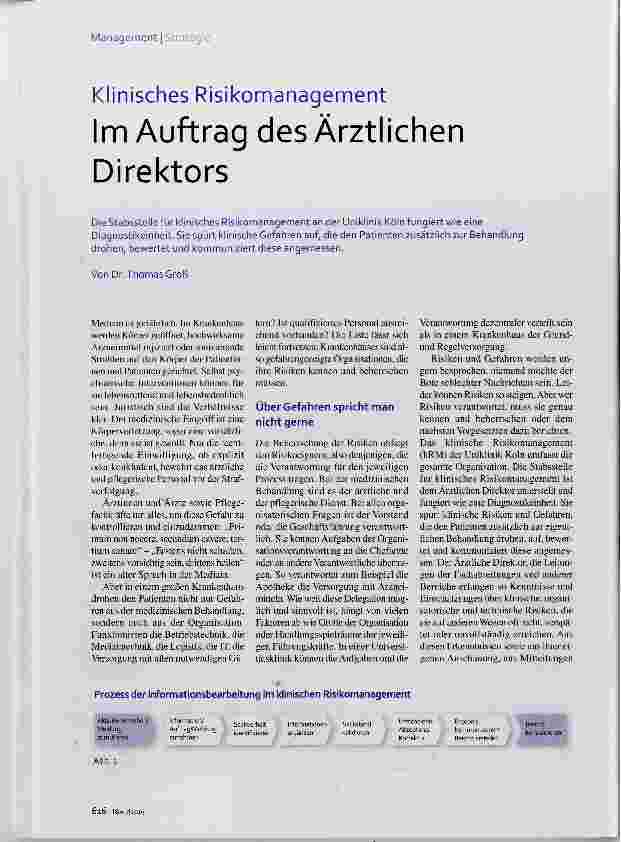 Vorschauseite 1: Klinisches Risikomanagement Im Auftrag des Ärztlichen Direktors