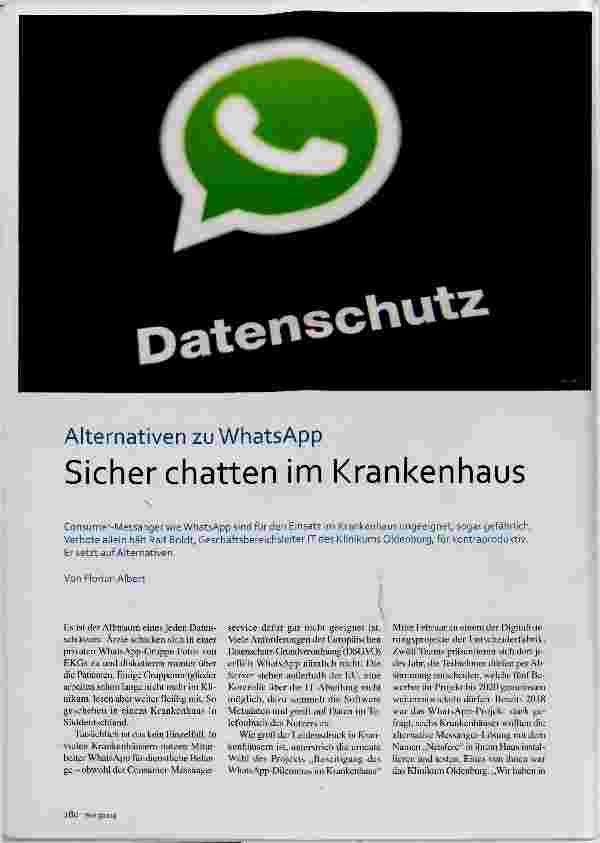 Vorschauseite 1: Sicher chatten im Krankenhaus