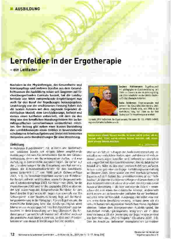 Vorschauseite 1: Lernfelder in der Ergotherapie