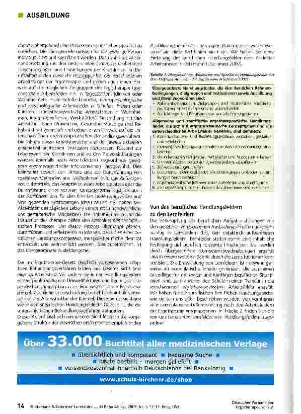Vorschauseite 3: Lernfelder in der Ergotherapie