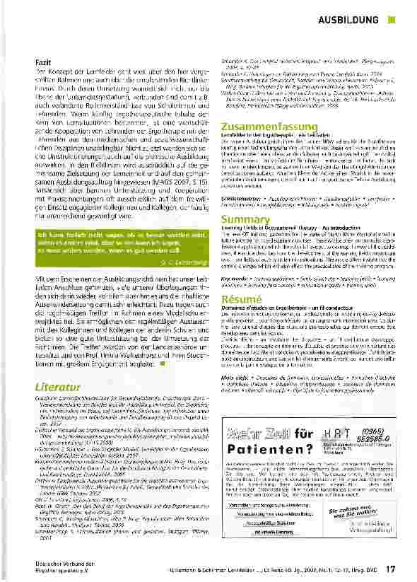 Vorschauseite 6: Lernfelder in der Ergotherapie