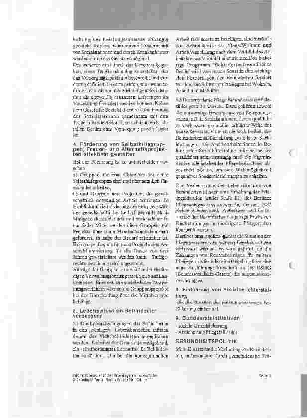 Vorschauseite 2: Ausbau ambulanter Dienste? Ergebnisse der Koalitionsvrhandlungen zwischen SPD und AL (in Berlin)
