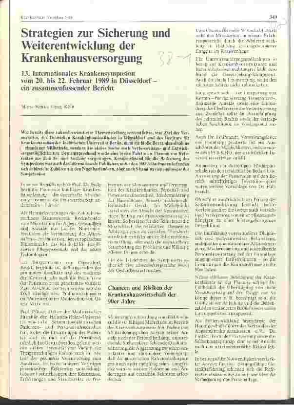 Vorschauseite 1: Strategien zur Sicherung und Weiterentwicklung der Krankenhausversorgung