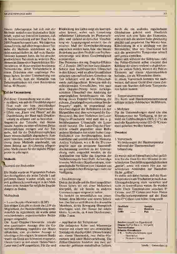 Vorschauseite 2: Welchen Einfluß hat die Methode Eisen und Fönen auf die Hautdurchblutung als Dekubitusprophylaxe?