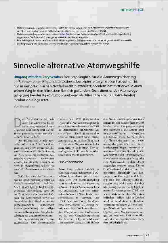 Vorschauseite 1: Sinnvolle alternative Atemwegshilfe