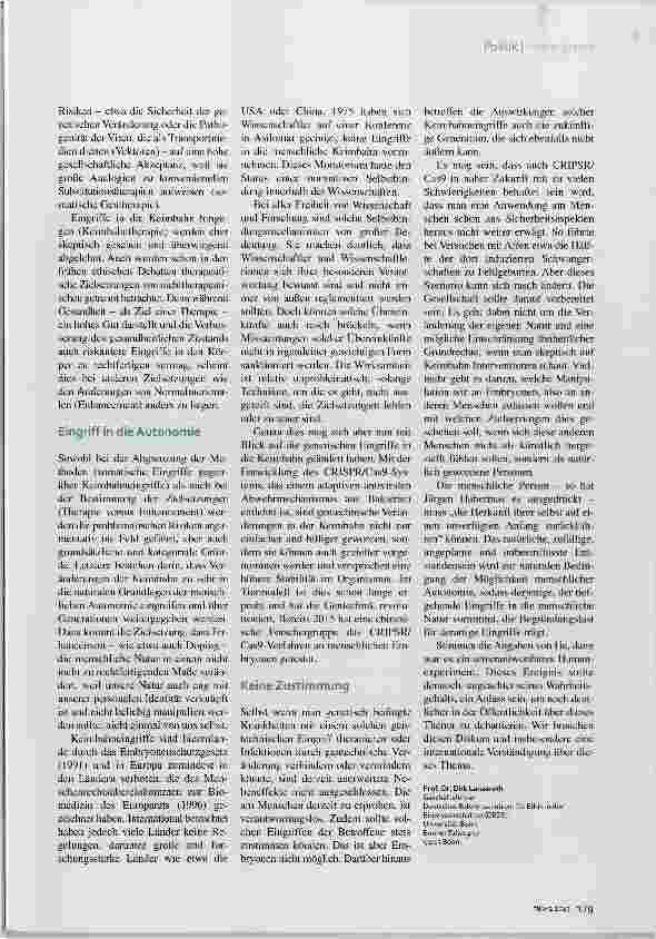 Vorschauseite 2: Ethik-Kommentar Manipulierte Menschlichkeit