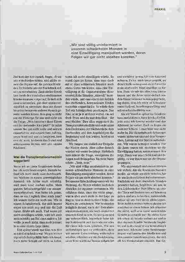 Vorschauseite 2: Die Organentnahme verhindert ein menschenwürdiges Sterben und raubt den letzten Abschied